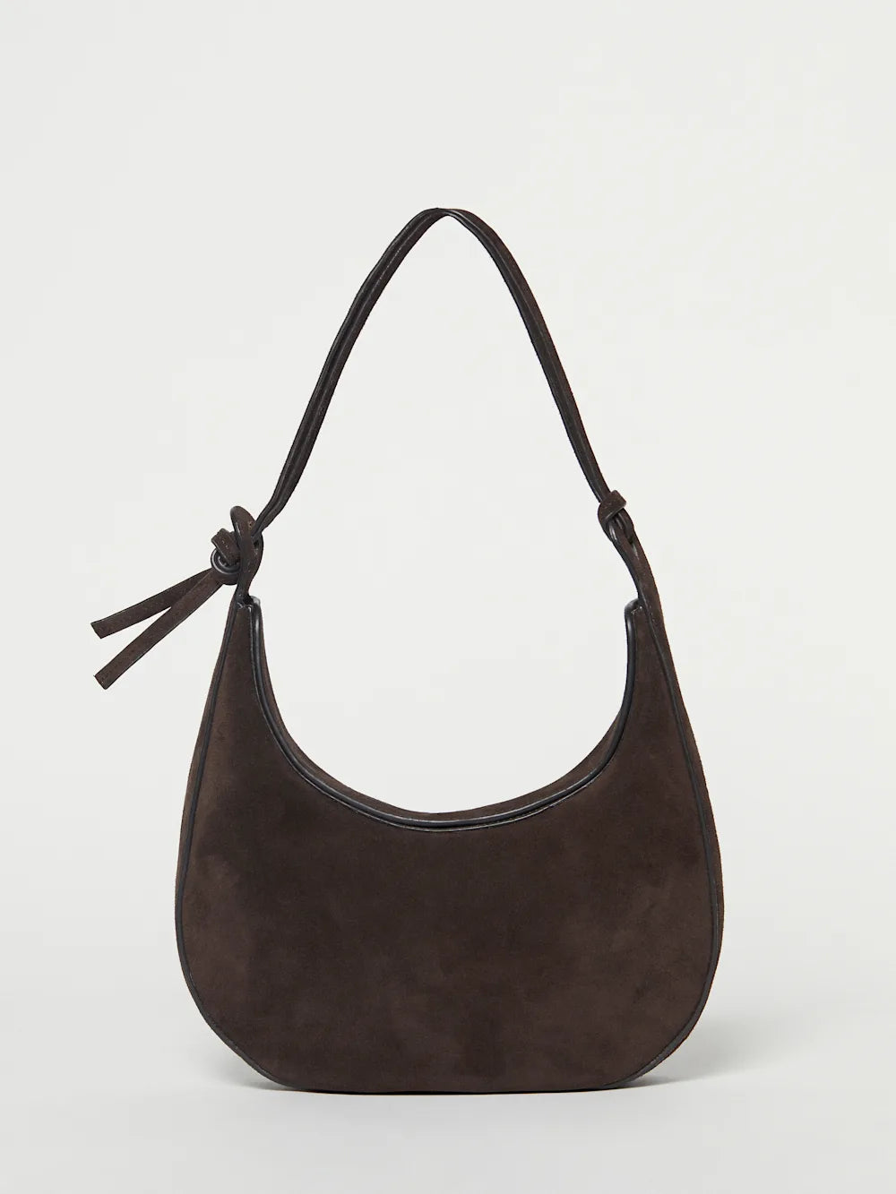 Wildleder Halbmond Schultertasche mit dekorativem Knotendetail