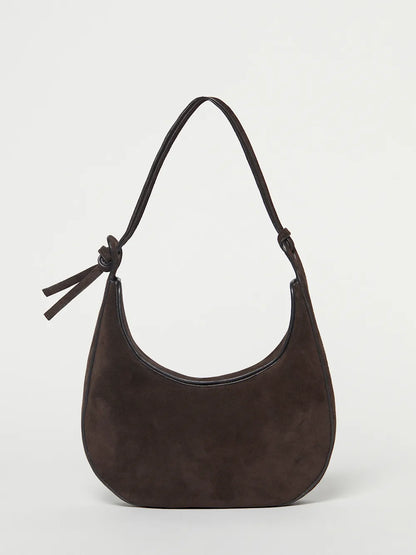 Wildleder Halbmond Schultertasche mit dekorativem Knotendetail