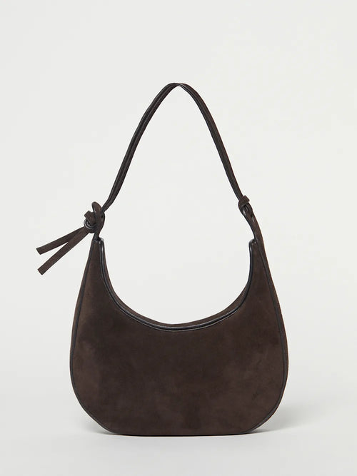 Wildleder Halbmond Schultertasche mit dekorativem Knotendetail