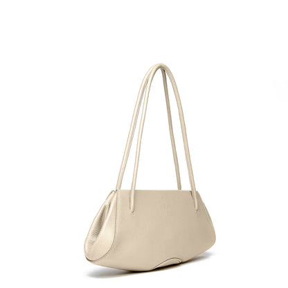 Einfache Baguette Schultertasche aus Narbenleder