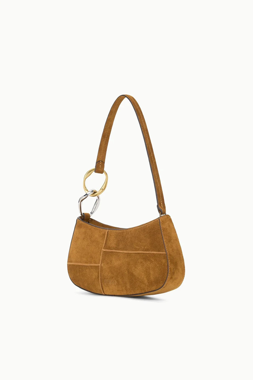 Patchwork Wildleder Mini Halbmond Schultertasche