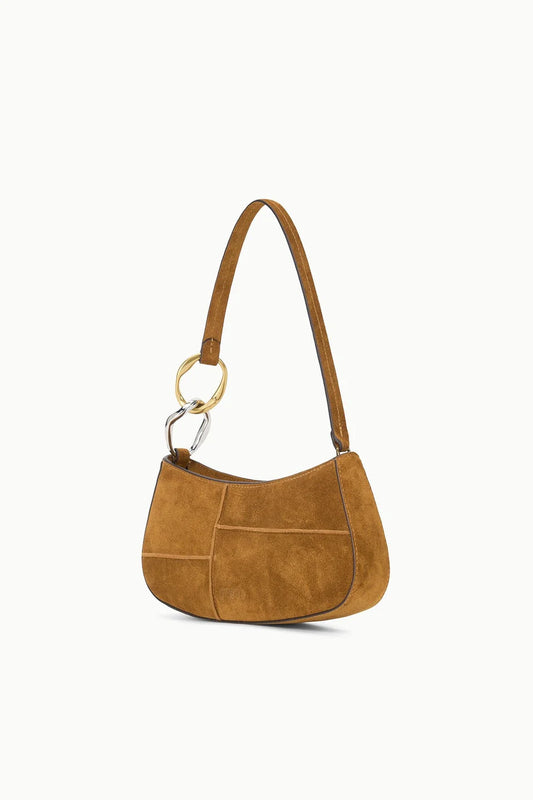 Patchwork Wildleder Mini Halbmond Schultertasche