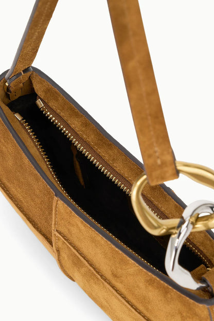 Patchwork Wildleder Mini Halbmond Schultertasche